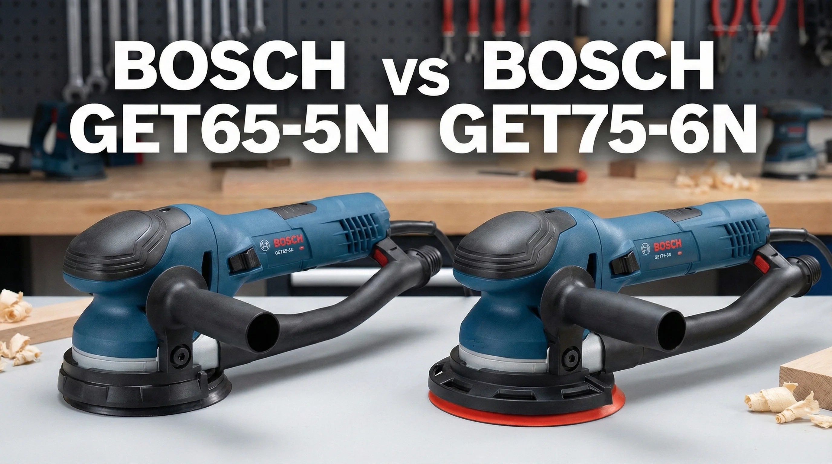 Bosch GET65-5N vs Bosch GET75-6N side-by-side orbital sander comparison